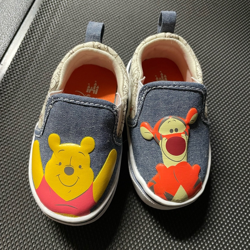 Disney Kids Slip-On Sneakers - Blue with Pooh and Tigger
